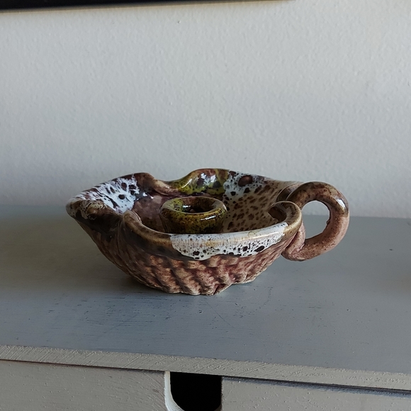 Pottery handle candle holderIn shades of brown, green and white. - Picture 9 of 10